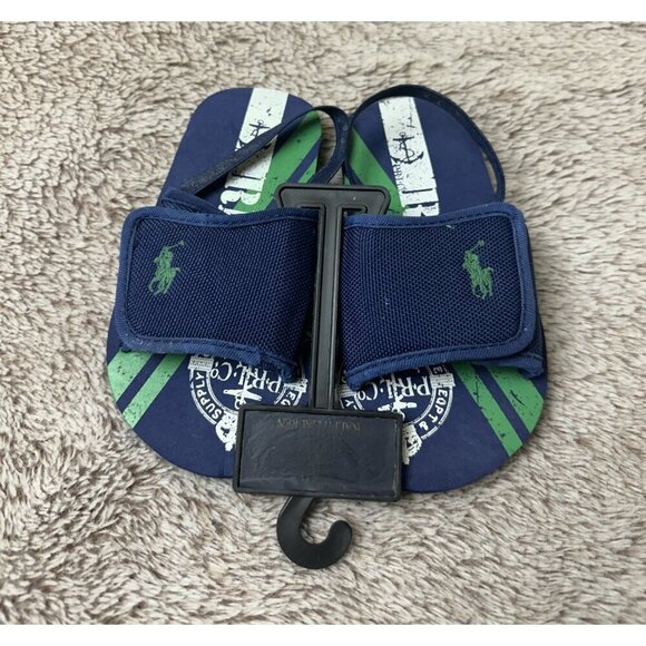 Polo Ralph Lauren Kids Shoes 9 Slide w/ Strap Slip On Sandals Blue - Picture 2 of 16